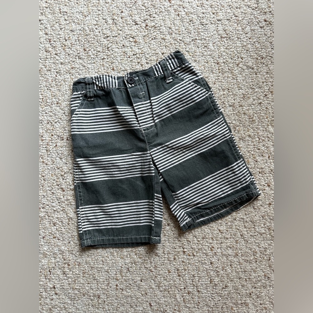 Kids Boys Grey & White Striped Shorts